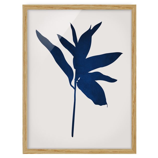Obrazy w ramie do łazienki Grafika roślinna - niebieska