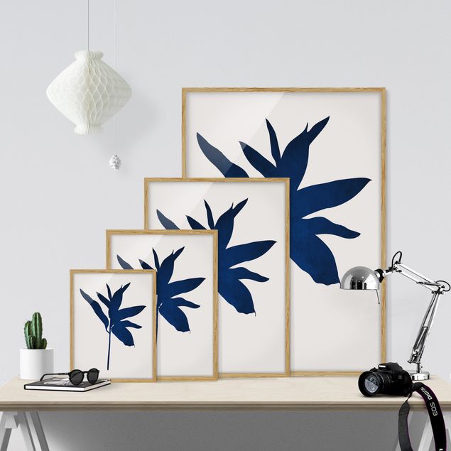 Obrazy w ramie do kuchni Grafika roślinna - niebieska