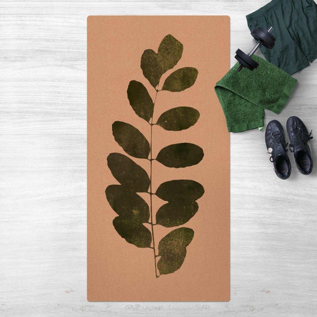 chodnik dywan Grafika roślinna - ciemna zieleń