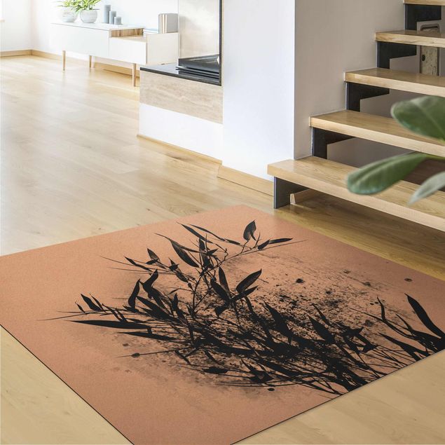 dywan biało-czarny Graficzny świat roślin - Czarny bambus