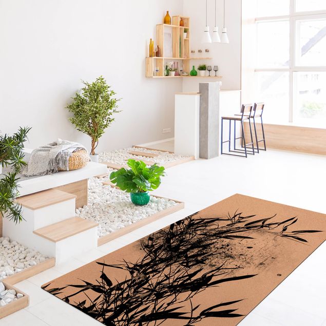 nowoczesny dywan Graficzny świat roślin - Czarny bambus