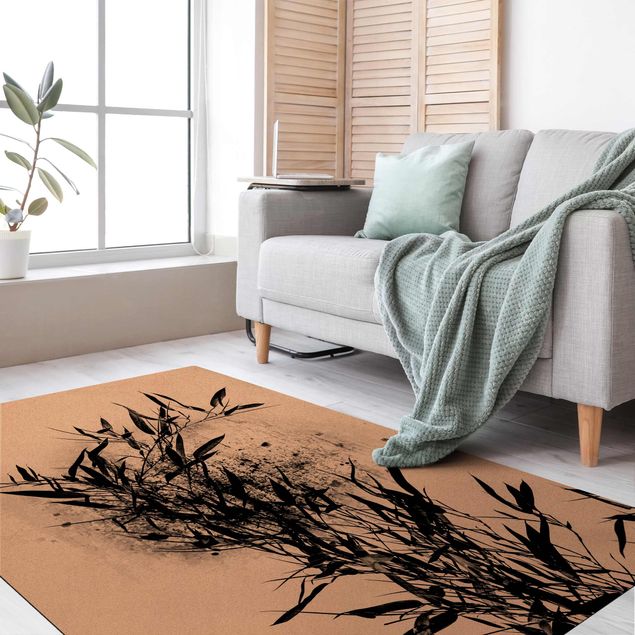 nowoczesny dywan Graficzny świat roślin - Czarny bambus