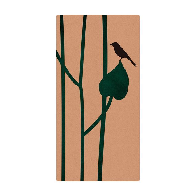 Mata korkowa - Graficzne życie roślin - ptak na liściu