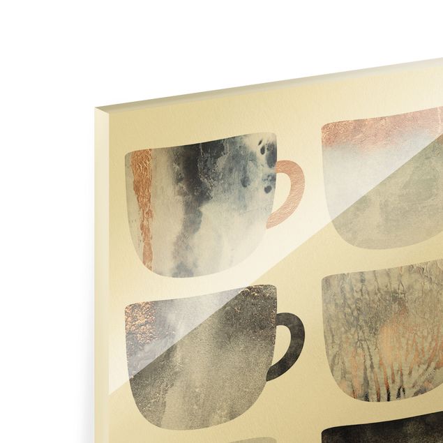 Elisabeth Fredriksson obrazy Szare filiżanki do kawy w kolorze złotym