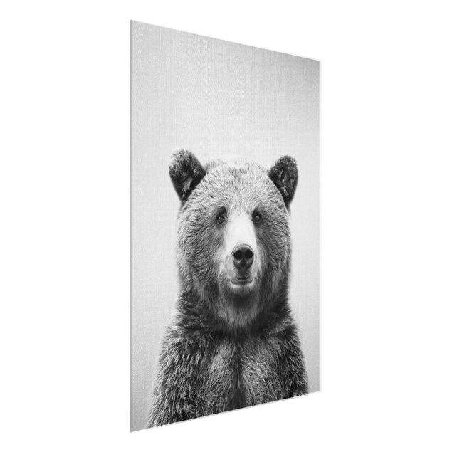Obrazy na szkle zwierzęta Grizzly Bear Gustel Black And White