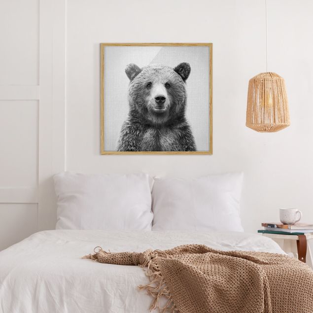 Obrazy w ramie dla dzieci Grizzly Bear Gustel Black And White