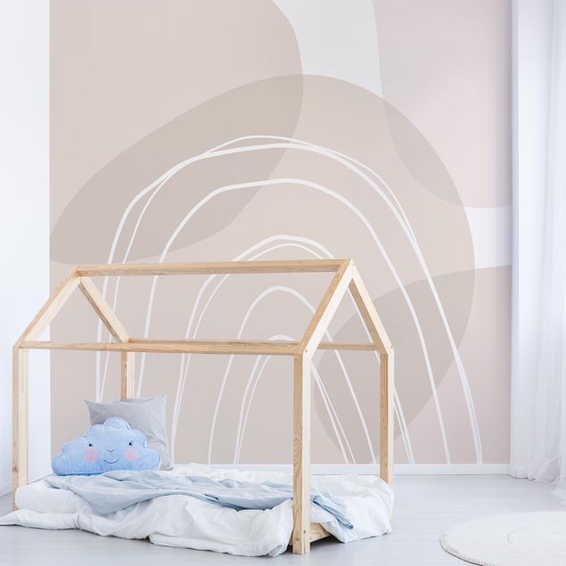 Pokój niemowlęcy Large Circular Shapes in a Rainbow - beige