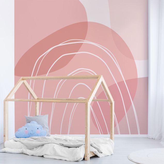 Tapety wzory Large Circular Shapes in a Rainbow - pink