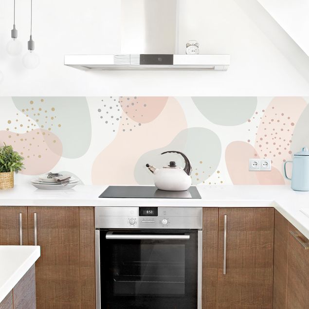 Panel ścienny do kuchni - Large Pastel Circular Shapes with Dots