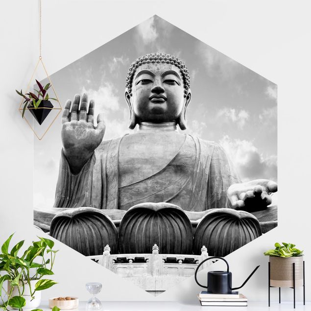 Dekoracja do kuchni Duży Budda Czarno-biały