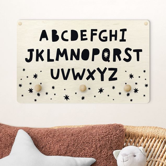 Pokój niemowlęcy Duży alfabet z gwiazdami Czarny