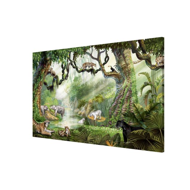 Nowoczesne obrazy do salonu Wielkie koty w oazie dżungli