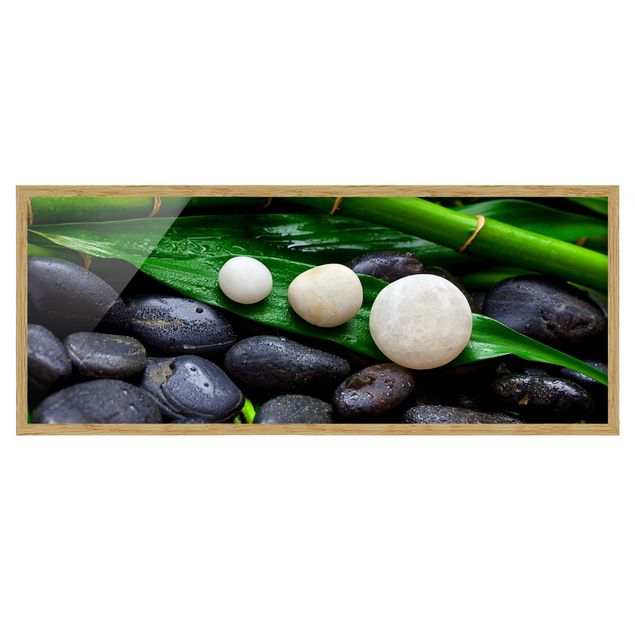 Obrazy duchowość Zielony bambus z kamieniami Zen