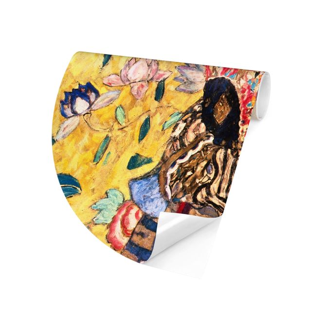 Żółte tapety Gustav Klimt - Dama z wachlarzem