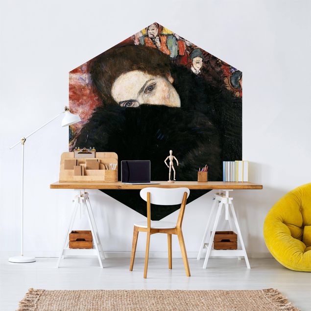 Czarne tapety Gustav Klimt - Dama z mufką