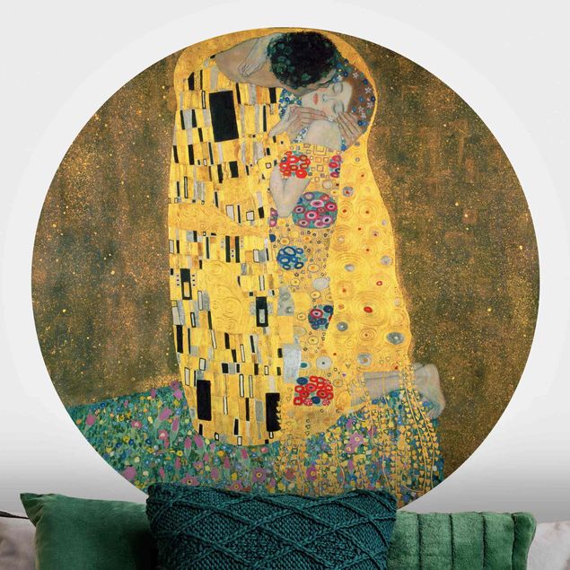 Okrągła tapeta samoprzylepna - Gustav Klimt - Pocałunek