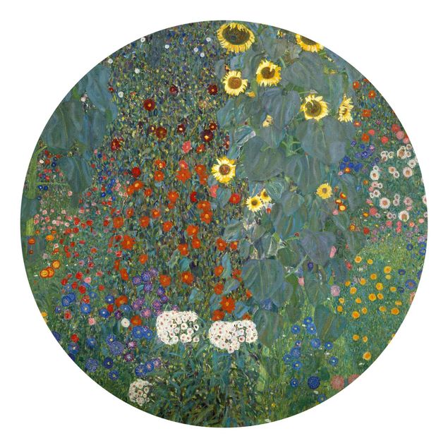 Tapeta zielona Gustav Klimt - Słoneczniki w ogrodzie