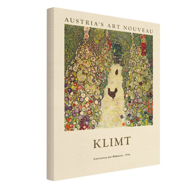 Zielony obraz Gustav Klimt - Ścieżka ogrodowa z kurczakami - edycja muzealna