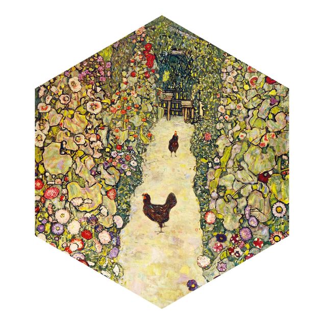 Tapeta ścienna Gustav Klimt - Ścieżka ogrodowa z kurczakami