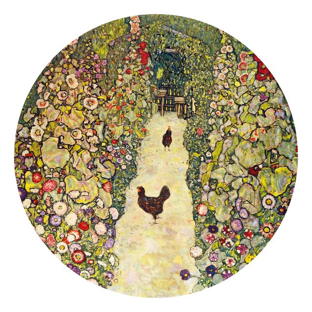 Tapety kwiaty Gustav Klimt - Ścieżka ogrodowa z kurczakami