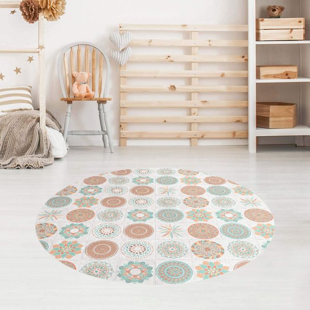 dywan kafelki Ręcznie malowany wzór mandali
