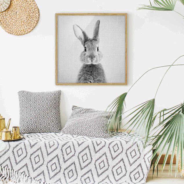 Obrazy w ramie zwierzęta Hare Hilbert Black And White