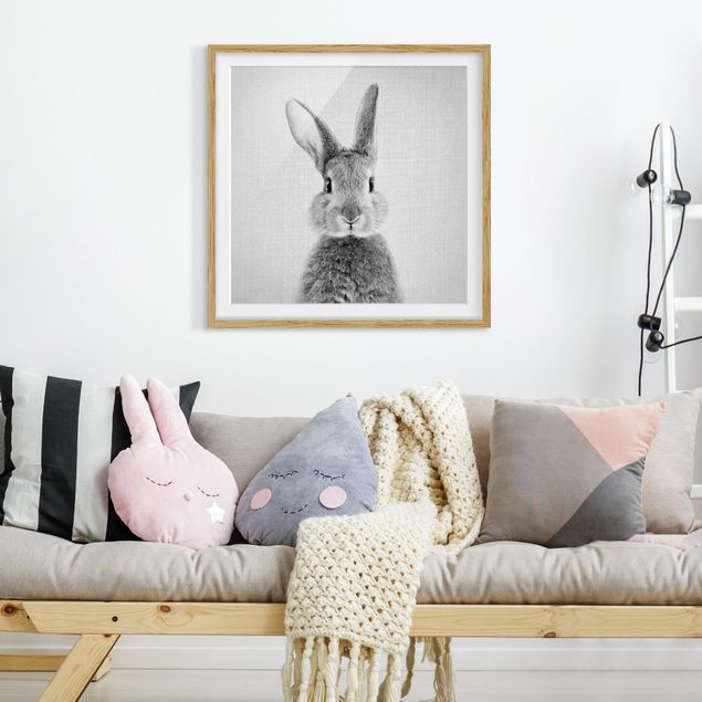 Obrazy w ramie zwierzęta Hare Hilbert Black And White