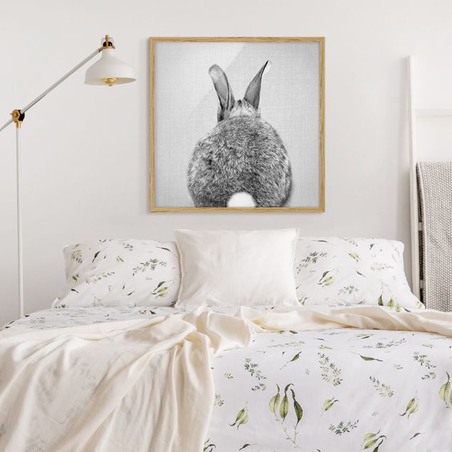 Obrazy w ramie dla dzieci Hare From Behind Black And White