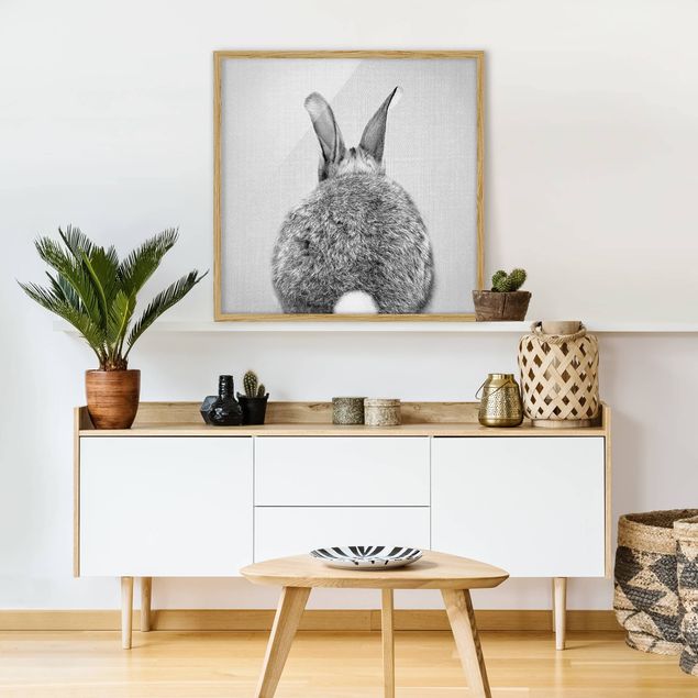 Obrazy w ramie zwierzęta Hare From Behind Black And White
