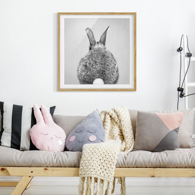 Obrazy w ramie dla dzieci Hare From Behind Black And White