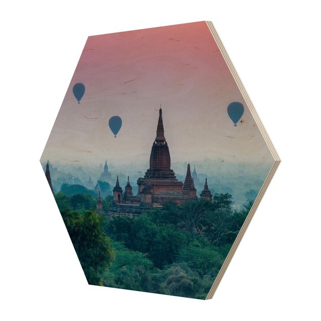 Architektura obrazy Balony na ogrzane powietrze nad kompleksem świątynnym