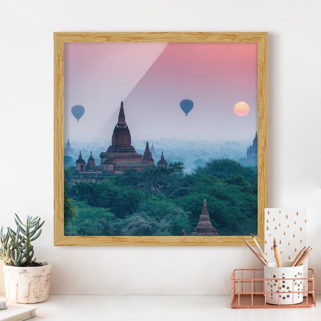 Obrazy Azja Balony na ogrzane powietrze nad kompleksem świątynnym