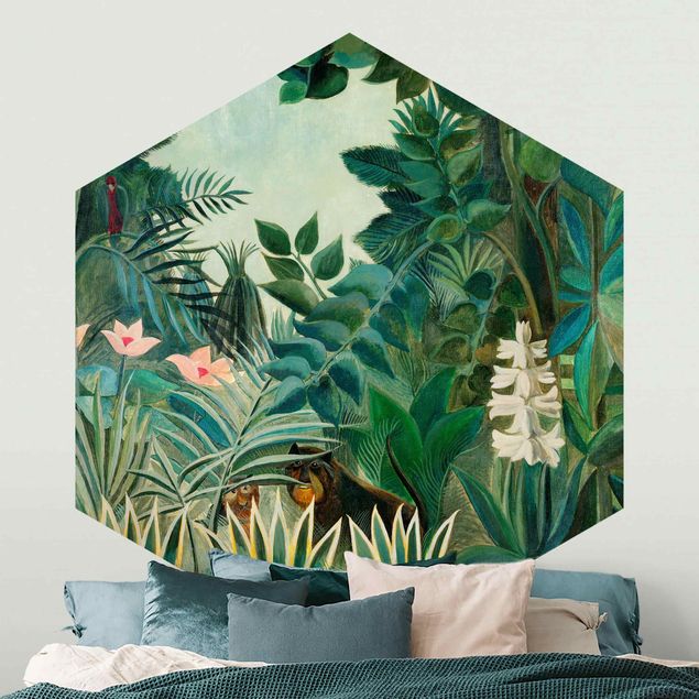 Turkusowa tapeta Henri Rousseau - Dżungla na równiku