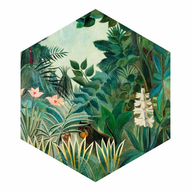 Sześciokątna tapeta samoprzylepna - Henri Rousseau - Dżungla na równiku