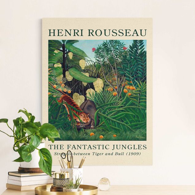 Obrazy do salonu nowoczesne Henri Rousseau - Bitwa między tygrysem a bizonem - edycja muzealna