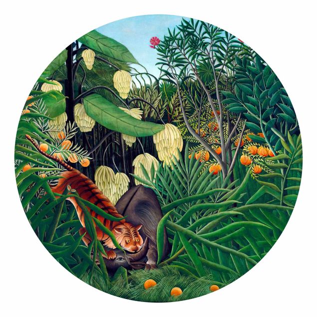 Tapety kwiaty Henri Rousseau - Walka między tygrysem a bawołem