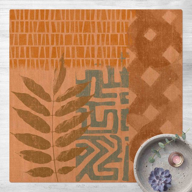 dywany nowoczesne Jesienny wzór etniczny Zielona gałązka