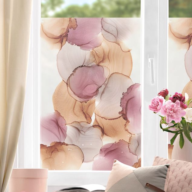 Folia okienna do sypialni Jesienne wibracje w fiolecie i miedzi
