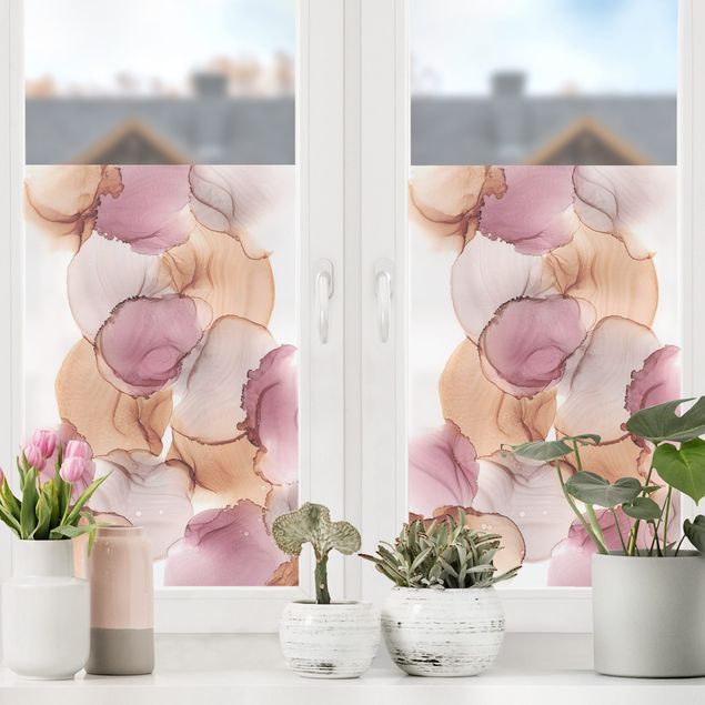 Folia okienna kolorowy Jesienne wibracje w fiolecie i miedzi