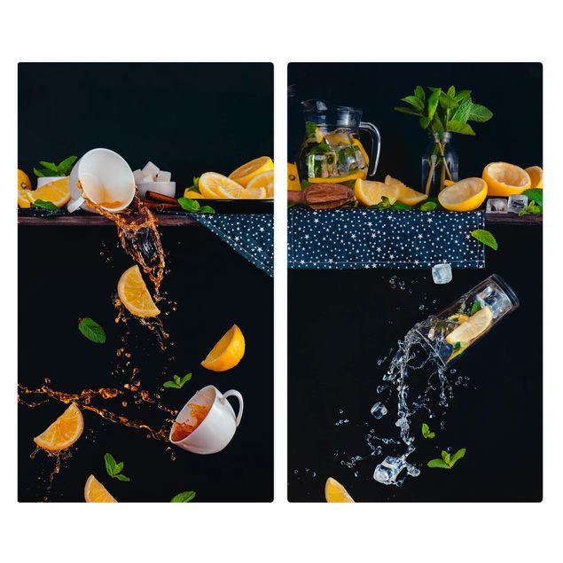 Szklana płyta ochronna na kuchenkę 2-częściowa - Citrus Splash