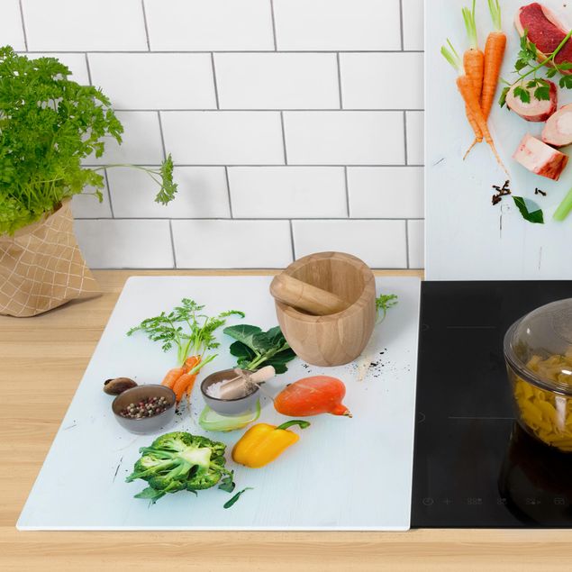 Szklana płyta ochronna na kuchenkę 2-częściowa - Warzywa i rosół wołowy