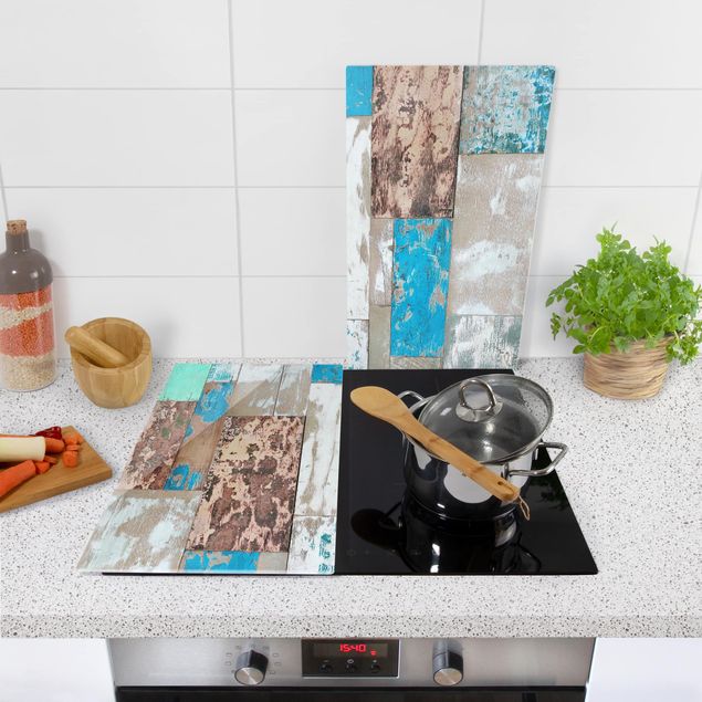 Szklana płyta ochronna na kuchenkę 2-częściowa - Deski morskie