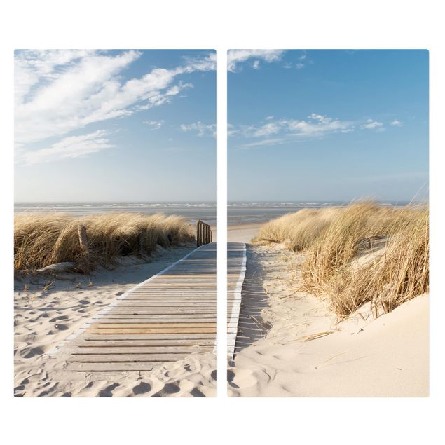Szklana płyta ochronna na kuchenkę 2-częściowa - Plaża nad Morzem Bałtyckim