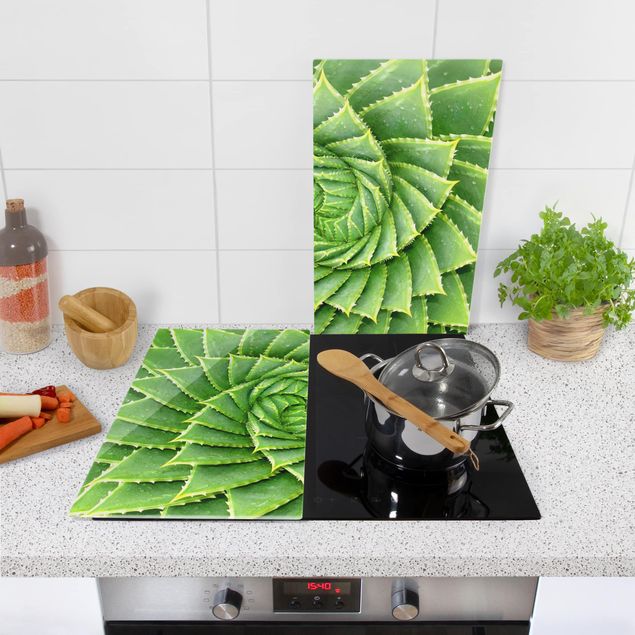 Szklana płyta ochronna na kuchenkę 2-częściowa - Aloes spiralny