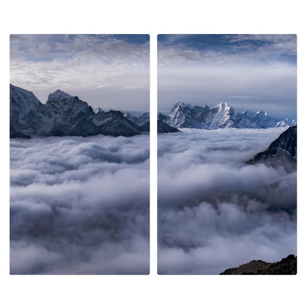 Szklana płyta ochronna na kuchenkę 2-częściowa - Morze chmur w Himalajach