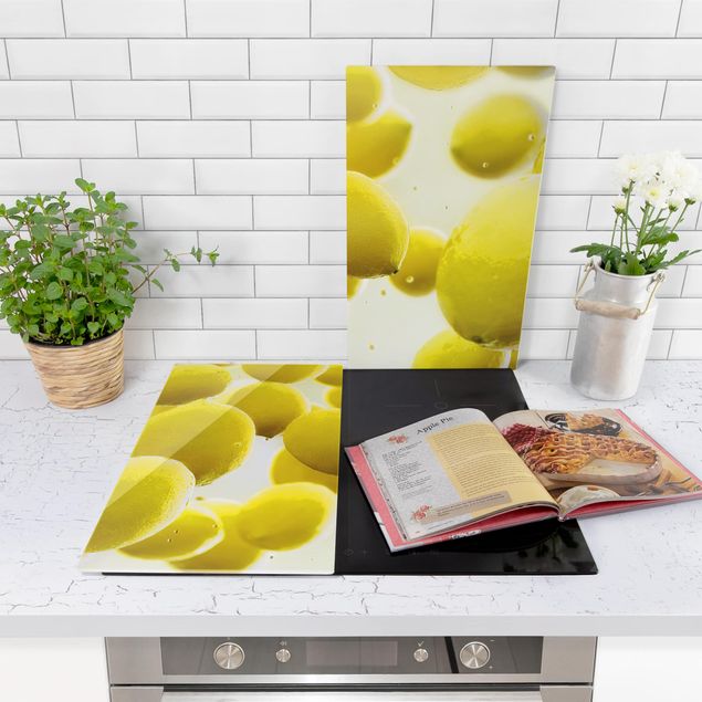 Szklana płyta ochronna na kuchenkę 2-częściowa - Citrony w wodzie