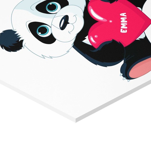 Sześciokątny obraz Panda z sercem