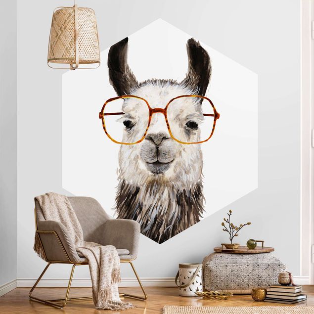 Tapeta biała Hippy Llama w okularach IV