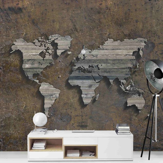Tapety Mapa świata z rdzą drewna