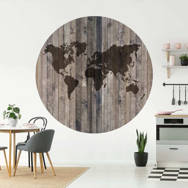 Brązowa tapeta Mapa świata z drewna